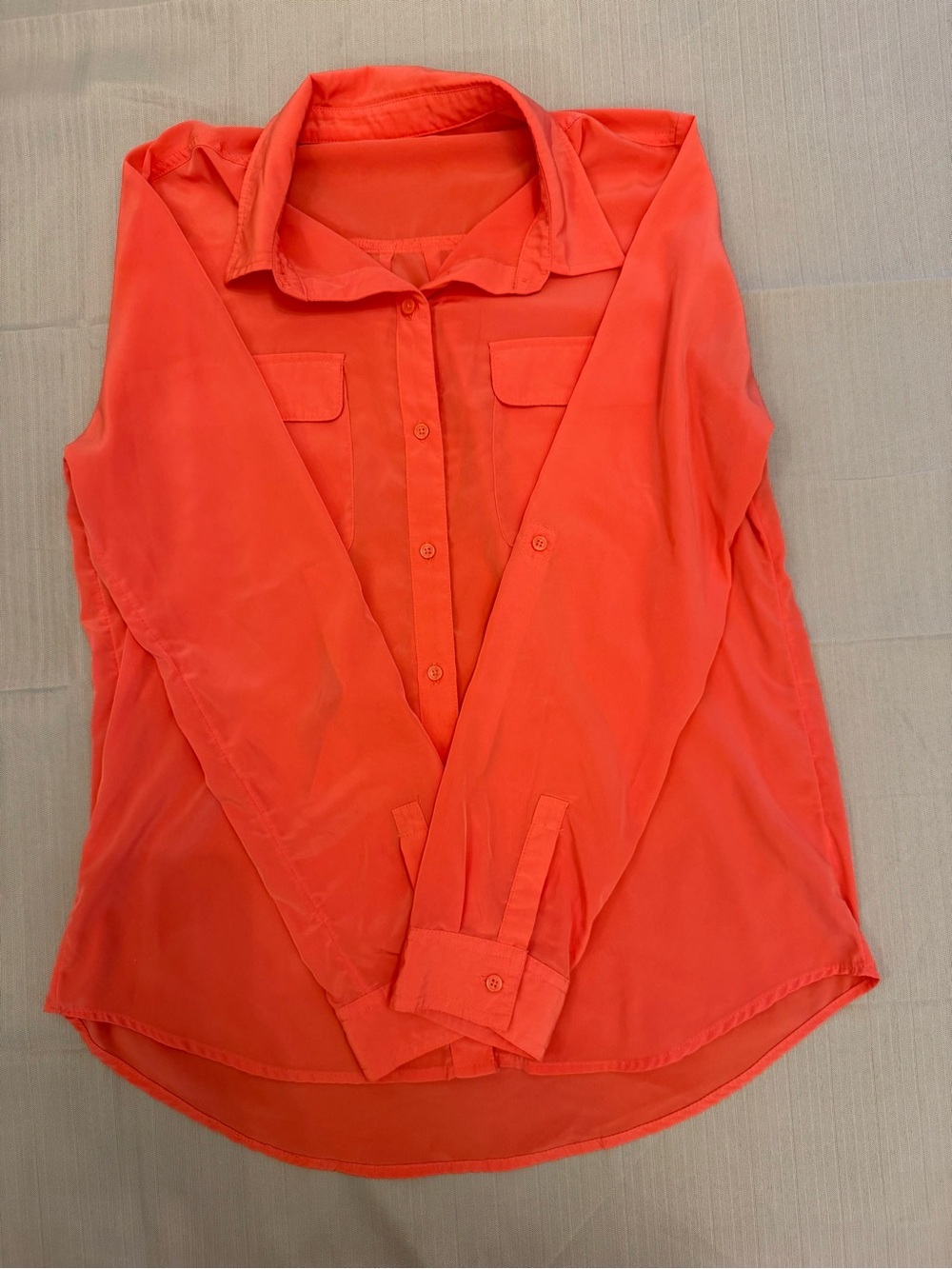 Women's Coral Button-Down Shirt with Chest Pockets